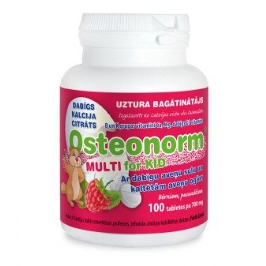 Osteonorm MULTI for KID ar dabīgu aveņu sulu 700 mg, Bionorm